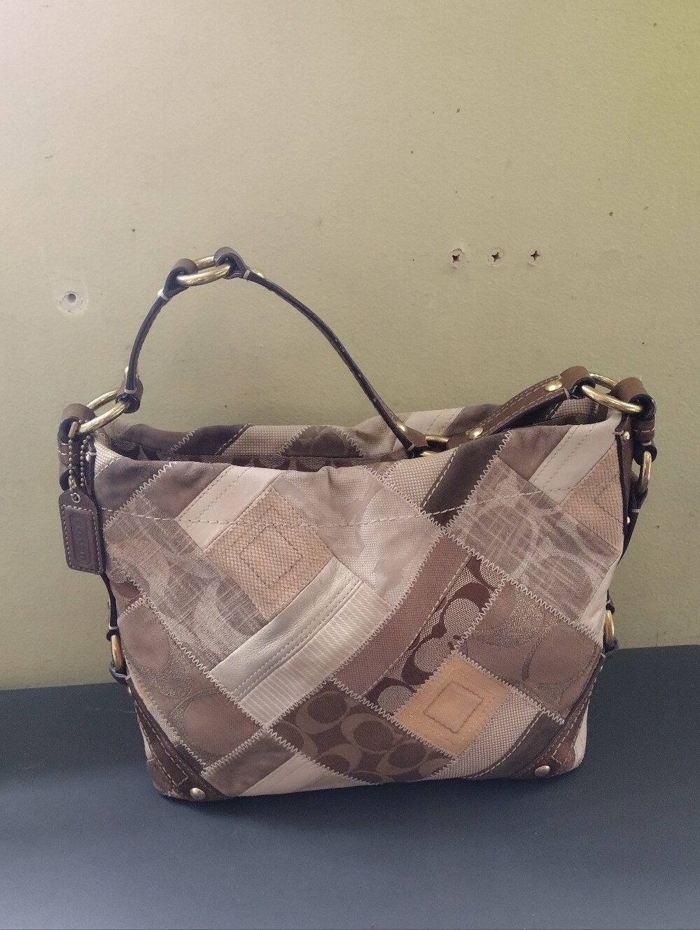 Coach Patchwork Shoulder Bag in Brown